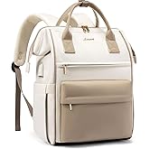 LOVEOVOOK 18Inch Laptop Backpack for Women, Large Capacity Travel Backpack with USB Charging Port, Waterproof Work Backpack for Business, College, Nursing & Airline Travel,Beige