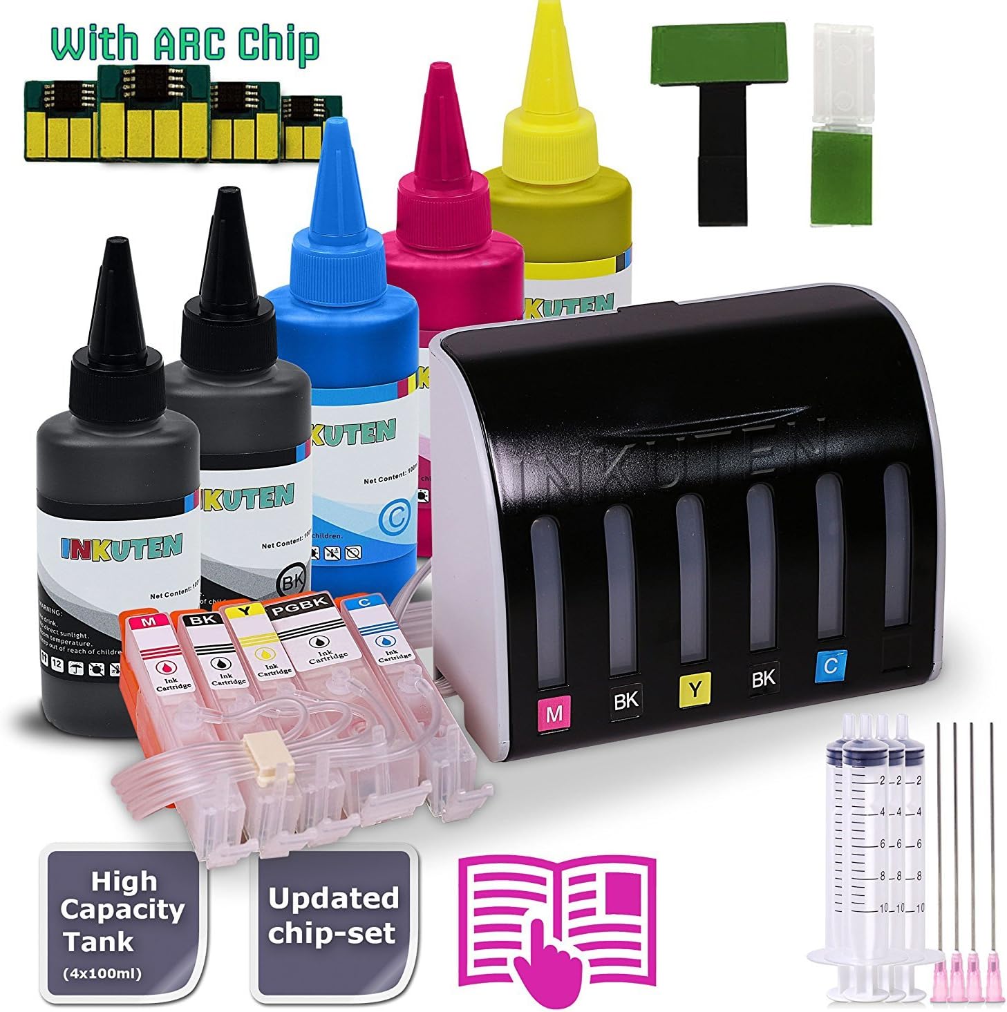 INKOA (TM) EMPTY CISS Continuous Ink system for PGI-250/CLI-251 Easy-to-refill With 5x100ml Premium Dye ink for PIXMA MX922 MG5620 MG5622 MG6420 MG6620 MG5420 MG5422 MG5520 MG5522 MX722 IP7220 IX6820