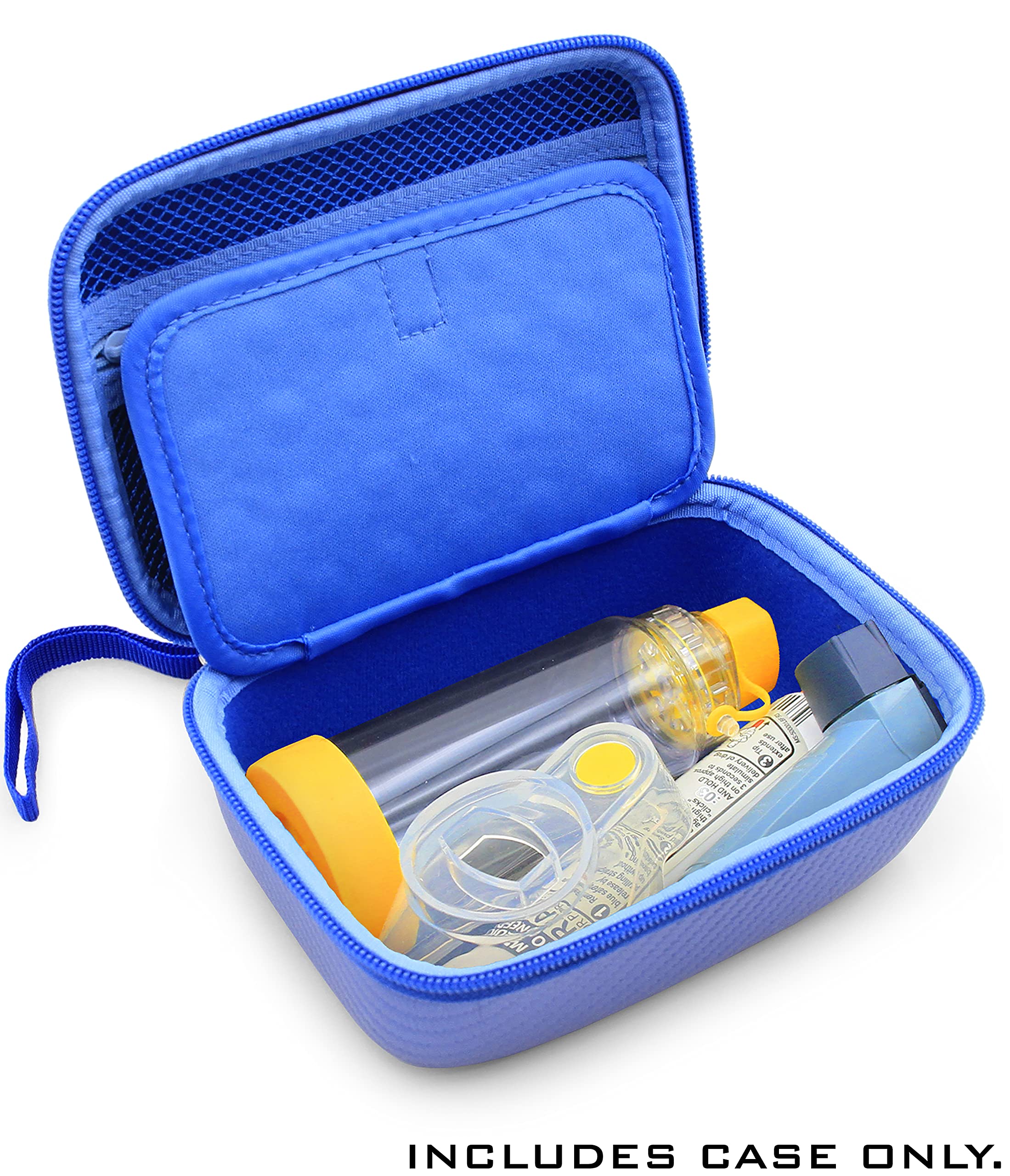 CASEMATIX Blue Travel Case Bag Compatible with Asthma Inhaler, Masks, Spacer Chamber - CASE ONLY, Spacer NOT Included
