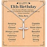UPROMI Happy 10th/11th/12th/13th/14th/15th/16th/17th/18th/21st Birthday Gifts for Girls Her, Cross Necklace Birthday Gift Ideas