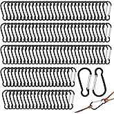 300 Pcs 2" Carabiner Bulk Spring Snap Hooks Bulk Aluminum Alloy Clip Keychain for Hanging Camping Hiking Traveling Fishing Outdoor Activities Dog Leash, Keys (Black)