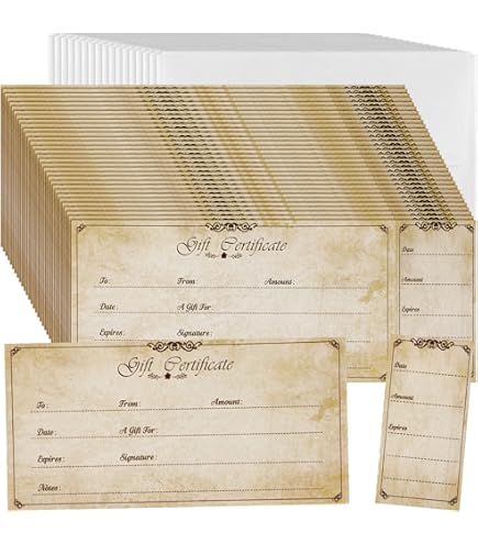 Zhanmai Gift Certificate Book With Stub 25 Per Pack With...