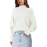 PRETTYGARDEN Fall Fashion 2024 Oversized Mock Neck Long Sleeve Batwing Sweaters for Women Casual Loose Ribbed Knit Tops