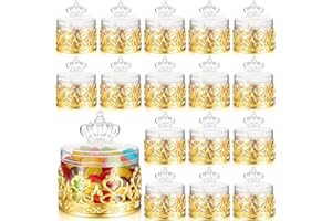 Cunhill 18 Pcs Mini Candy Bottles Mini Plastic Jars with Lids Small Champagne Bottles Storage Candy Favor Containers for Wedding Baby Shower Bridal Shower Party Favors Thank You Gifts (Gold)