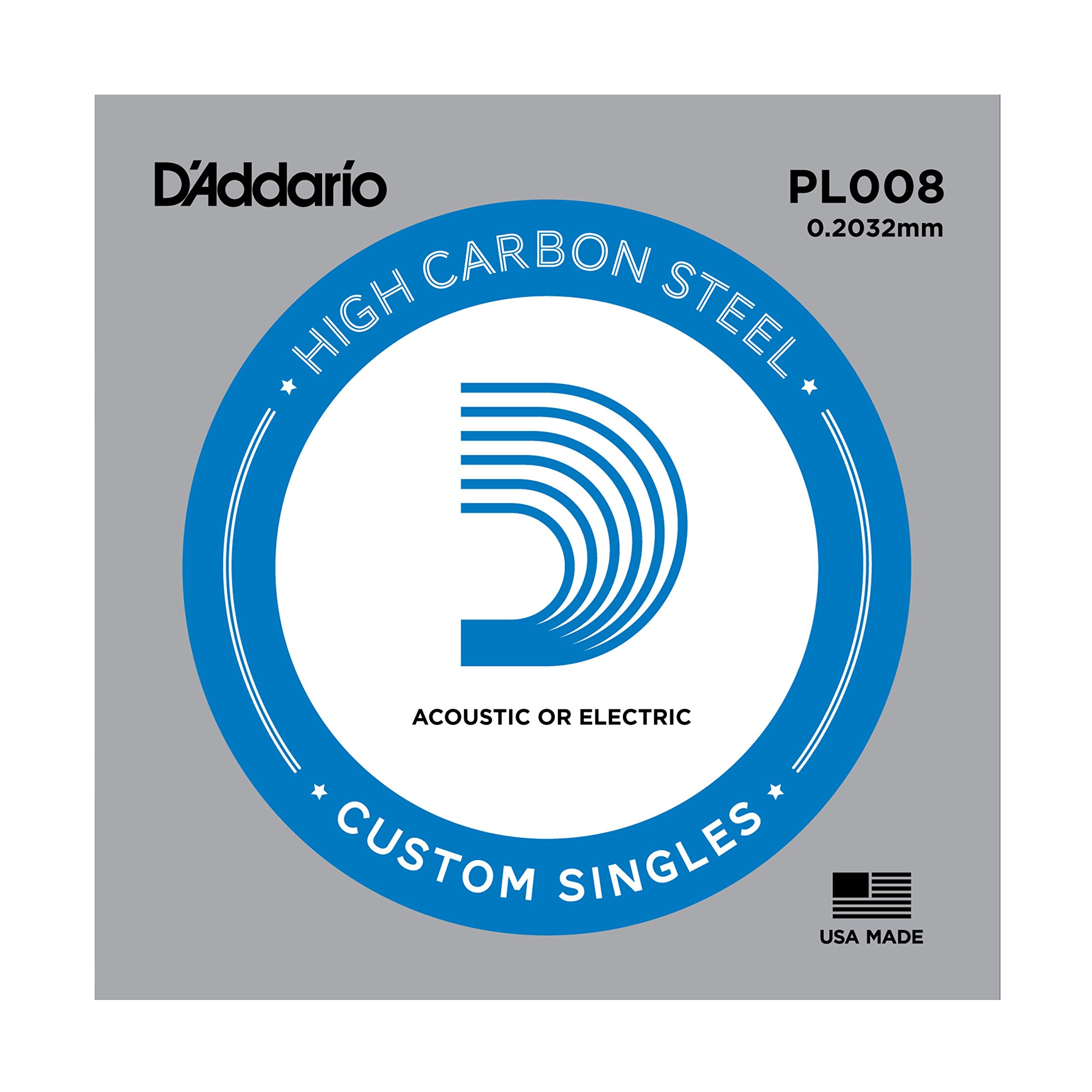 D'Addario Plain Steel .008" Guitar String (for acoustic or electric)