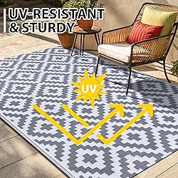 Smiry Waterproof Outdoor Rug 6x9 ft, Reversible