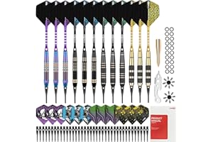 CyeeLife Darts Plastic Tip,Professional Soft Tip Darts Set for Electronic Dartboard 12pcs with 50 Extra Tips 12 Shafts 24 Fli