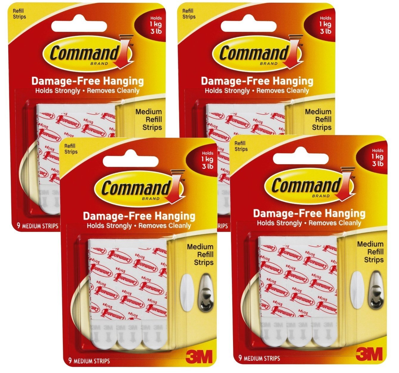 Command 3M Medium Mounting Refill Strips, 9-Strip (4-pack)
