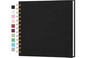 Dawnhua 7 x 7 Inch DIY Scrapbook Photo Album Linen Cover Scrap Book Photo Albums 40 Blank White Pages for Memory Book Travel Wedding Guest Book Baby Shower (Black Cover/40 Pages)