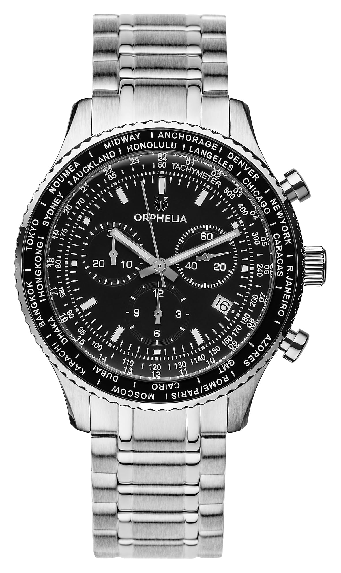 Orphelia Mens Quartz Watch, Chronograph Display and Stainless Steel Strap OR82703