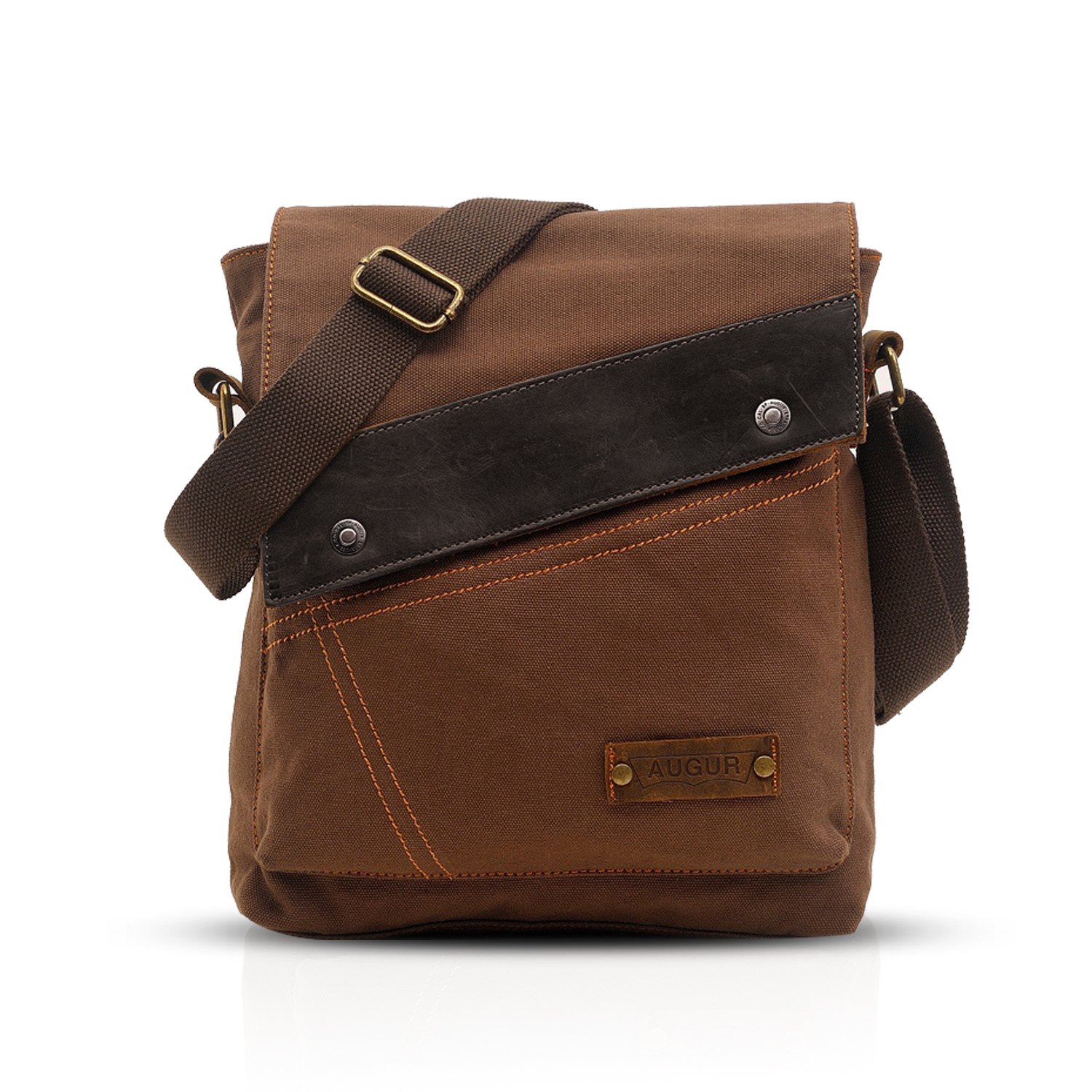 FANDARE Casual Shoulder Crossbody Bag Canvas Messenger Pack for 7.9 inch Tablet Men Woemn Satchel Schoolbag Briefcase for Men Women Commute College Campus Cycling Hiking Outdoor Travel Brown