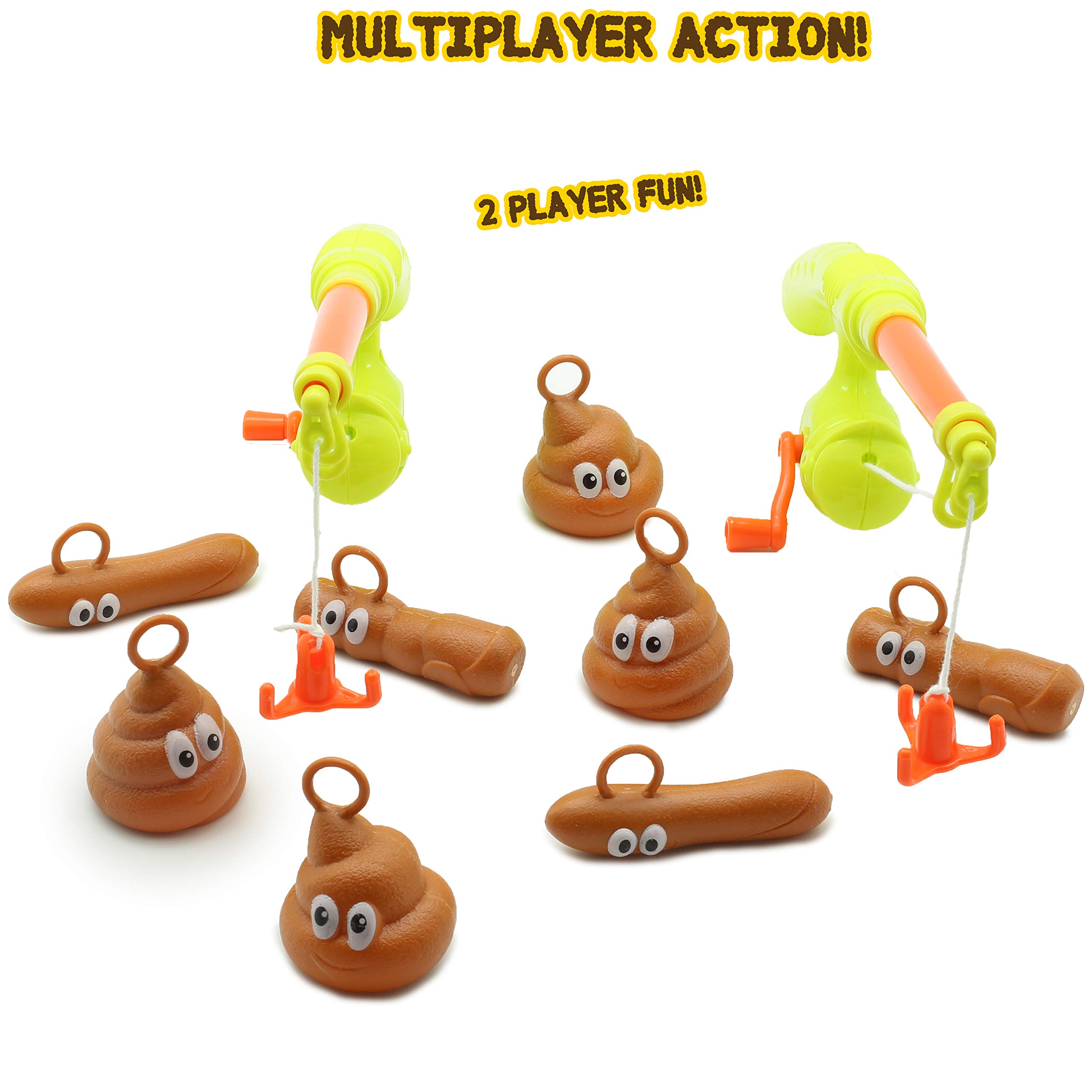 KreativeKraft Pick Up A Poo Multiplayer Game for Outdoors Indoors Bath Games for Kids with Fishing Rods and Poop Floaters Party Game