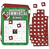 Big Dot of Happiness The Big Game - Commercial Bingo Cards and Markers - Football Party Shaped Bingo Game - Set of 18