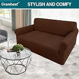 Granbest 2 Seater Sofa Cover Chocolate 85/15% Stretch Non Slip Jacquard view 2
