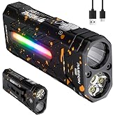 EDC Rechargeable Flashlight 3250 Lumens with RGB Light,55 Modes Multifunctional Flat Flashlight with Floodlight,Spotlight and Magnetic Base,Waterproof USB C Flashlight for Camping,Home,Emergencies