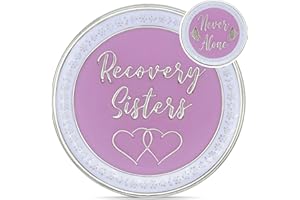 The Token Shop Recovery Sisters Sobriety Coin, Women's NA AA Chip Medallion, Celebrate Living Clean Sober, Never Alone Addiction Affirmation Token, Alcoholics Anonymous Gifts for Women (Lilac)
