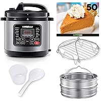 GoWISE USA 12.5-Quarts 12-in-1 Electric Pressure Cooker + 50 Recipes for your Pressure Cooker Book with Measuring Cup…
