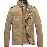WenVen Men's Casual Washed Cotton Military Jacket