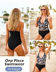 AI'MAGE Women One Piece Swimsuit Sexy V Neck