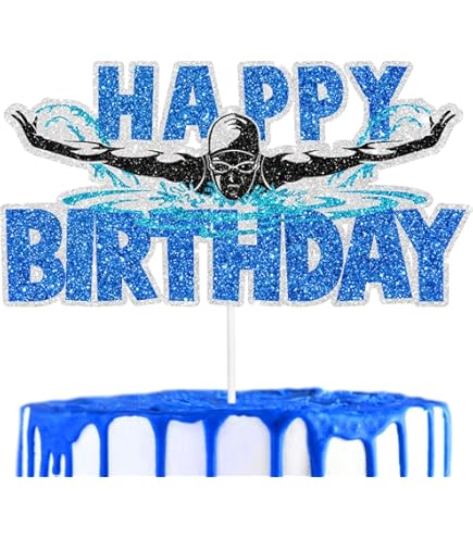 Black Gltter Happy Brthday Cake Topper