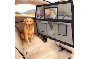 benut 52" Wide Dog Car Barrier with Window & Steel Frame, Universal Fit for Cars, Sedans,SUVs,and Trucks, Car Barrier for Escape-Proof, Vehicle Gate for Dog Travel
