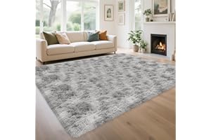 TENNOLA Fluffy 6x9 Grey Rugs for Bedroom Living Room Gray Area Rugs Soft Shag Shaggy Fuzzy Carpets for Boys and Girls Room Kids Dorm Home Decor