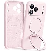 GolbinBox for iPhone 17 Pro Case with 360° Spin Magnetic Stand,[Compatible with MagSafe][Full Camera Protection],Full Body Shockproof Liquid Silicone Case with Ring Stand for 17 Pro 6.3'', Pastel Pink