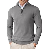 COOFANDY Men's Quarter Zip Up Sweaters Slim Fit Lightweight Mock Neck Pullover Casual Polo Sweaters