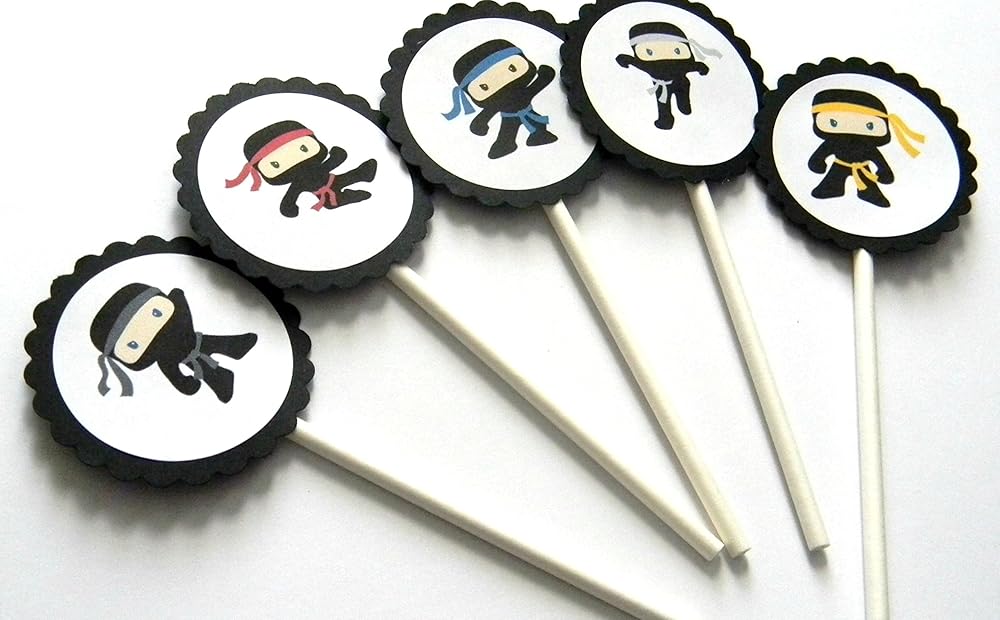 Ninja Cupcake Toppers Set of 12 Handmade