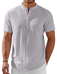 COOFANDY Men's Casual Henley Shirt Short Sleeve