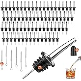 72 Pack Stainless Steel Liquor Pour Spouts with Dust Caps for Bars | 72 reusable stainless steel bottle pourers with dust caps for bars, restaurants, parties, and home beverage service.