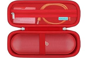 RAIALL Carrying Case for Beats Pill (2024 Release) - Portable Bluetooth Speaker, Beats Pill Hard Protective Travel Holder Cover, Beats Pill Case with Extra Mesh Pocket for Charging Cables, Red