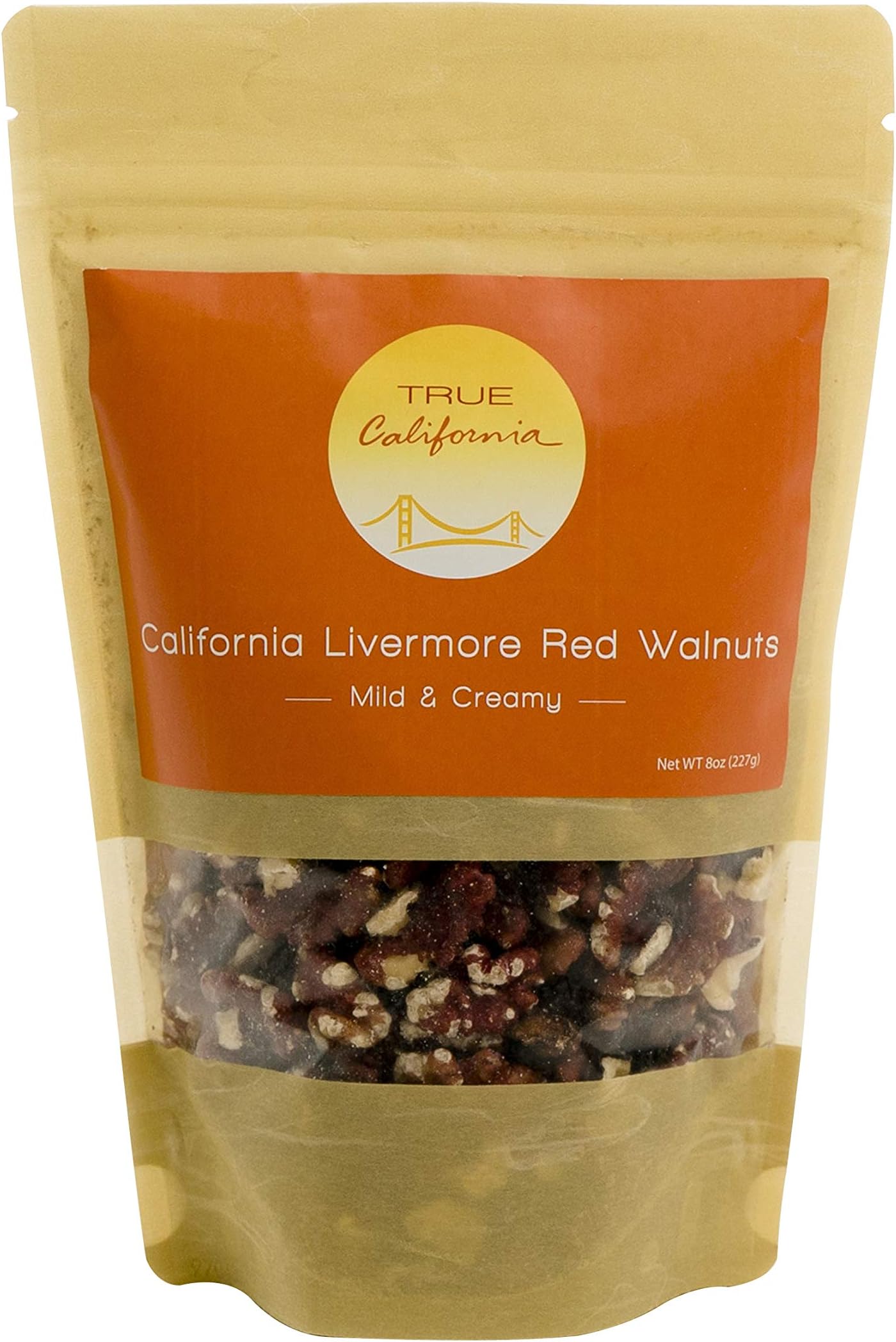 True California Livermore Red Walnut Halves and Pieces (8 Ounce), Raw, No Salt, No Roast, US #1 Grade, Shelled, Healthy Snacks, Good Keto Fats, Natural Antioxidants, Plant-Based Protein and Omega3’s, Vegan Superfood for Pantry, 8 Ounce