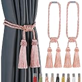 Fenghuangwu Magnetic Curtain Tiebacks Handmade Tassel Drapery Holdback,2P | Mix Pink,Modern Handmade Tie Backs,Magnet Tassel Curtain TiesDecorative Tassel Holdback for Draperies,Window Decor