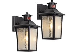 FILIYANO 2 Packs Motion Sensor Outdoor Wall Lights - Black Dusk to Dawn Outdoor Lighting, LED Waterproof Exterior Garage Light Fixture, Modern Porch Light Outside Wall Mount for Front Door, House, Anti-Rust