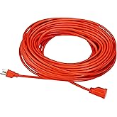 Amazon Basics 100 Foot 3-Prong Vinyl Indoor/Outdoor Extension Cord, Long Power Cord, Grounded Plug for Safety, Moisture Resistant, 10 Amps, 1250 Watts, 125 VAC, Orange