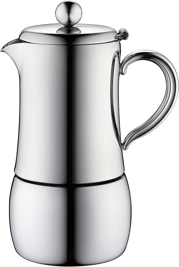 Minos Moka Pot 6Cup Espresso Maker Stainless Steel And