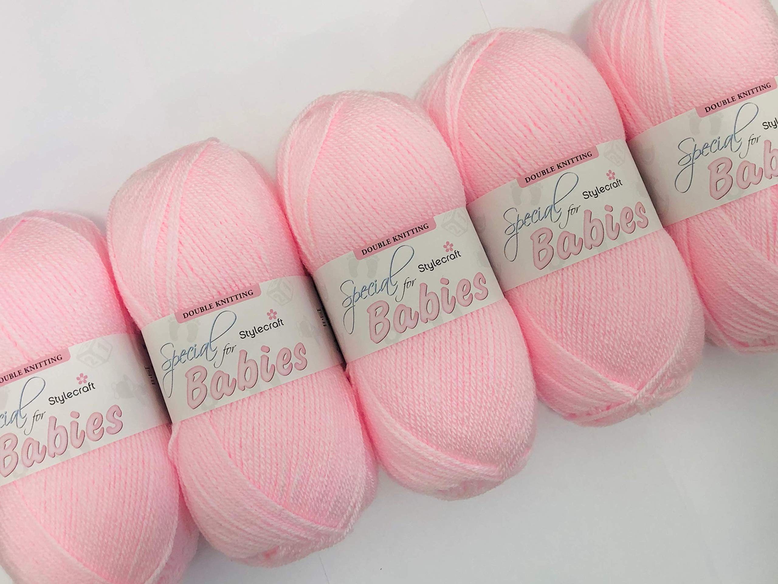 Baby Wool Packs of Five, Stylecraft Special for Babies DK, Super Soft Baby Yarn 5 x 100g (5 x 100g Baby Pink 1230)