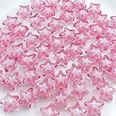 Tingoons 50 PCS 19mm Acrylic Star Beads Loose Spacer Colorful Beads for DIY Craft Jewelry Making Bracelet Necklace Earring Ornament Wind Chimes Key Chains(Pink)