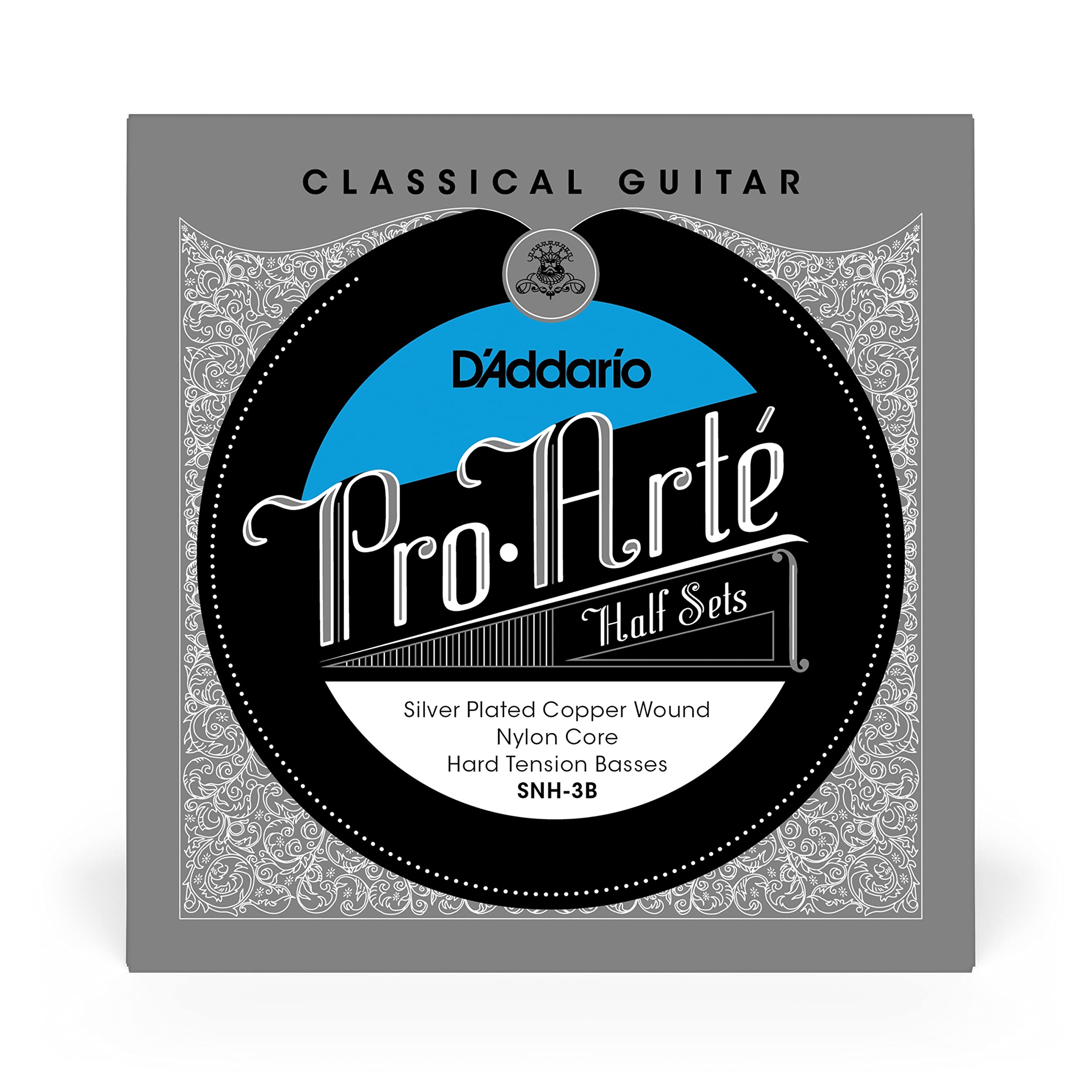 D’Addario Guitar Strings - Pro-Arte Nylon Guitar Strings - SNH-3B - Classical Guitar Strings - Half Sets, Hard Tension, Silver Plated Copper-Nylon Core