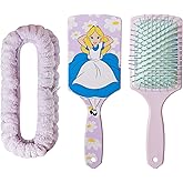 LUV HER Kids Hair Brush & Spa Headband Set for Girls - Features Disney Alice in Wonderland - Fun Grooming Kit for Detangling, Styling & Skincare - Soft & Stretchy One Size, Ages 3+