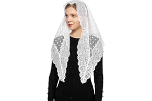 Wgior Triangle Vintage Inspired Lace Chapel Veils Catholic Mass Head Covering Scarf Mantilla Veils for Church