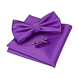 GUSLESON Mens Lavender Purple Bow Tie Solid Wedding