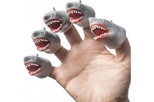 AQKILO Shark Finger Puppet Set, Ocean Animal Puppet Show Theater Props, Novelty Toys Weird Stuff Gifts, 5 PCS