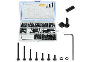 WZHUIDA 330 Pcs M4 Screws Assortment Kit, M4x6mm/8mm/10mm/12mm/16mm/20mm/25mm/30mm, Metric Hex Socket Head Cap Screws Nuts Washers Kit with Wrench, Black Zinc Plated