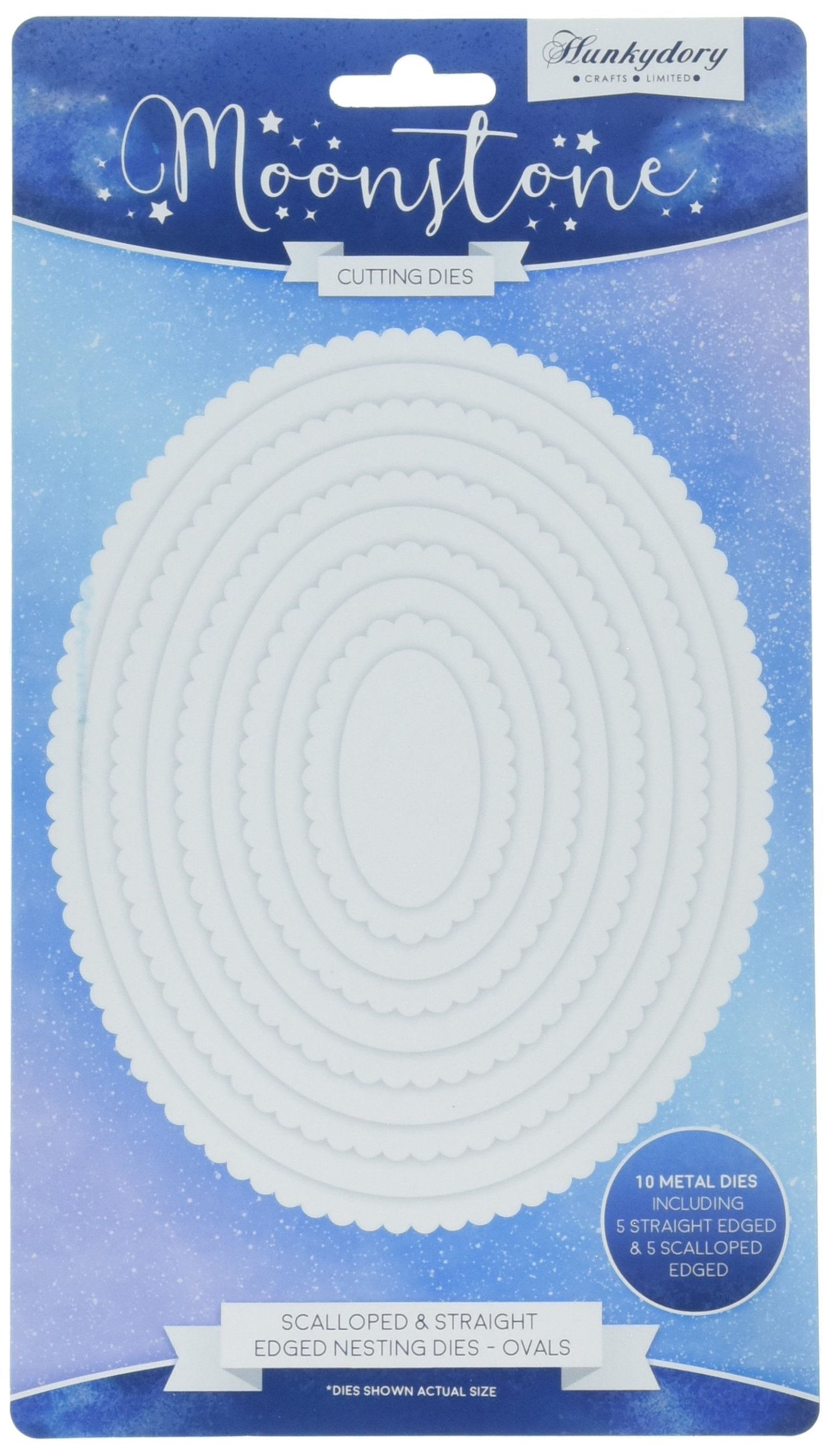 Hunkydory Moonstone Cutting Dies - Scalloped & Straight Edged Nesting Dies - Ovals