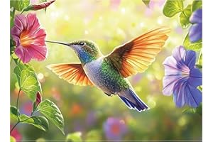 EIYRURU 300 Pieces Puzzle for Adults,Hummingbird and Flowers Large Pieces Jigsaw Puzzle for Kids Adults Seniors,Recycled Paper,Glossy & Sturdy Pieces,Challenging Puzzle & Perfect Family Game (20.5 x 15 in)