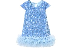 Happy Cherry Sequin Dress for Kid Girls A-Line Sleeveless Sparkly Gown Party Dresses with Faux Fur Trim