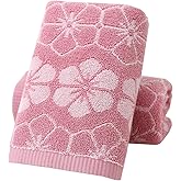 Pidada Hand Towels Set of 2 Floral Pattern 100% Cotton Absorbent Soft Decorative Towel for Bathroom(Pink)