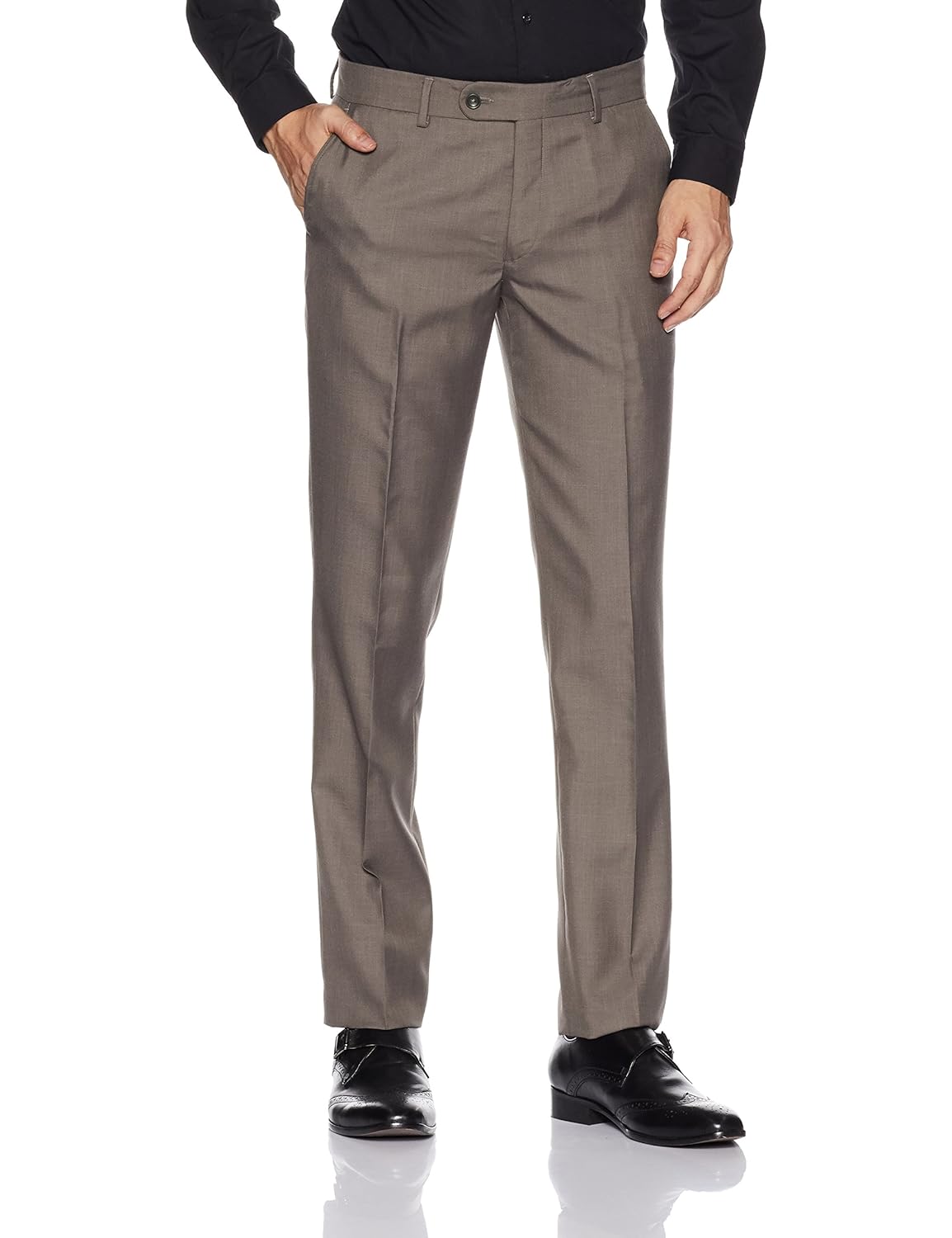john players men's slim fit cotton formal trousers